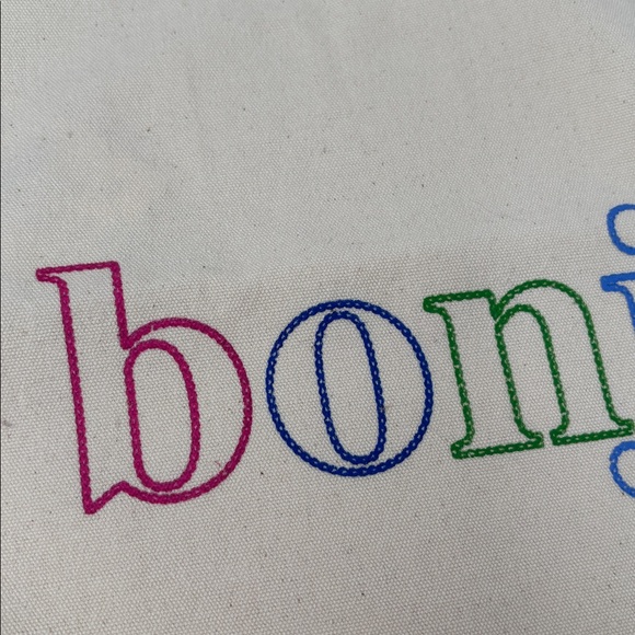 J.Crew Bonjour Embroidered Cotton Tote Bag 🌈 New With Tag - Picture 6 of 11